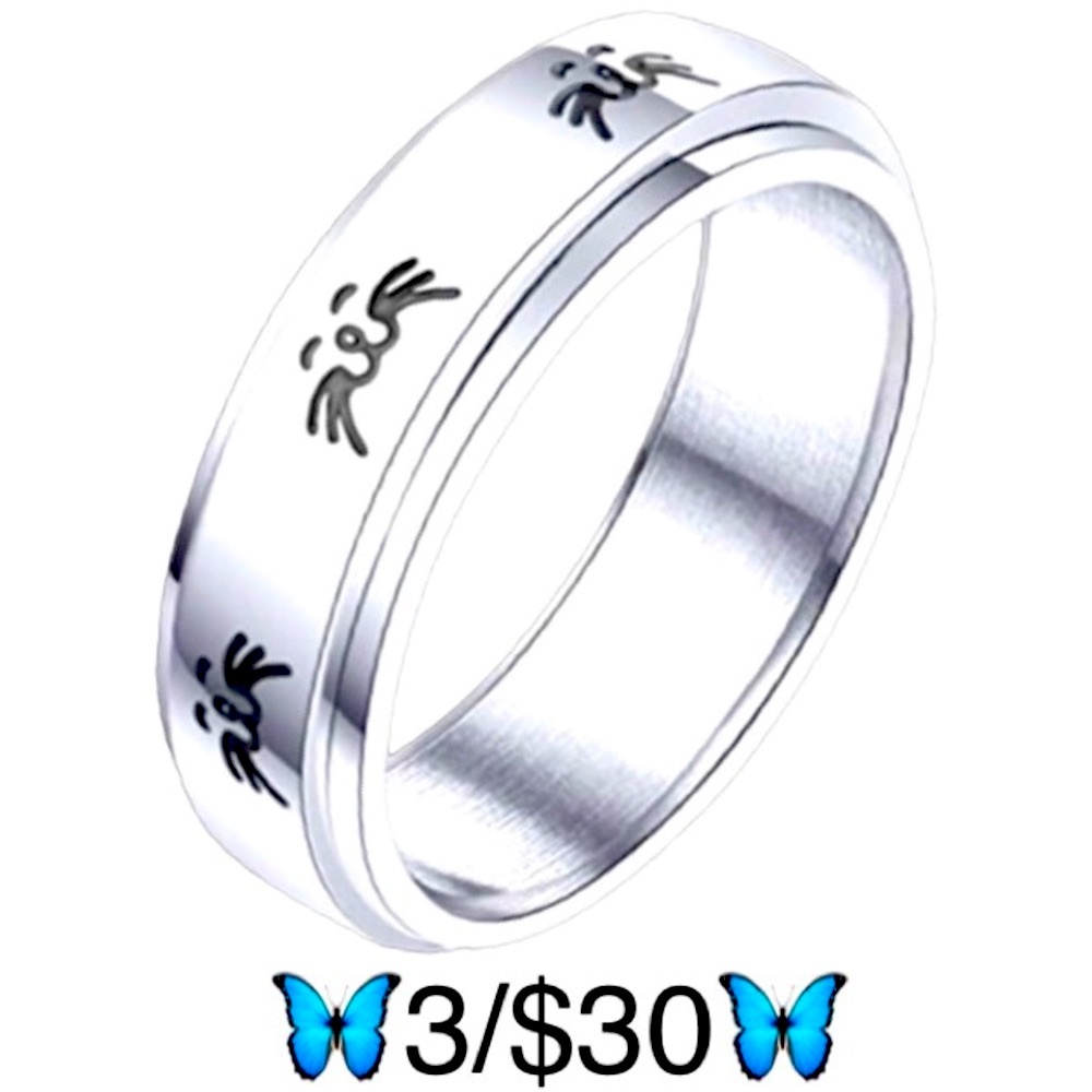 Cat Fidget Spinner Ring Silver Tone Stainless Steel Cat Face Fidget Ring Size 8